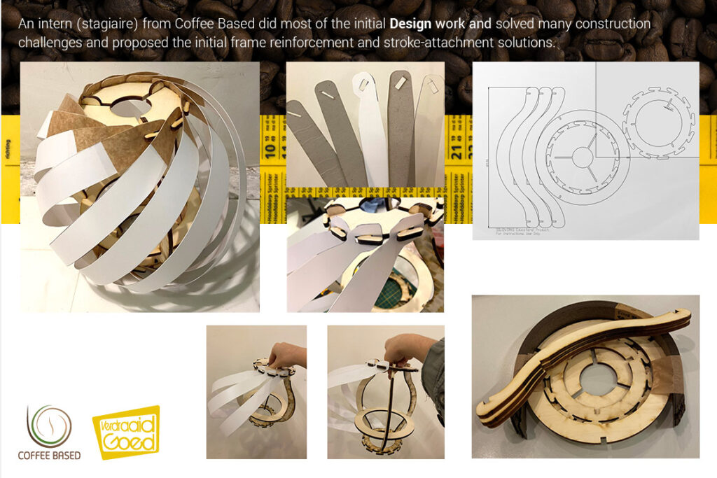 An intern (stagiaire) from Coffee Based did most of the initial Design work and solved many construction challenges and proposed the initial frame reinforcement and stroke-attachment solutions. 